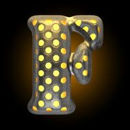 vector metal with glow dots figure f