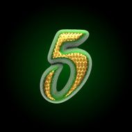 vector golden and green letter 5