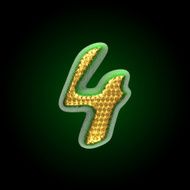 vector golden and green letter 4