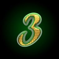 vector golden and green letter 3 N2