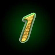 vector golden and green letter 1