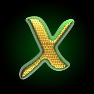 vector golden and green letter x N2