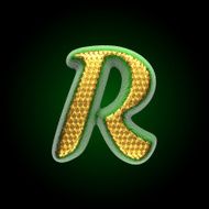 vector golden and green letter r