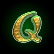 vector golden and green letter q N2