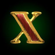 vector golden figure with red wood x