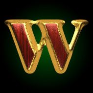 vector golden figure with red wood w