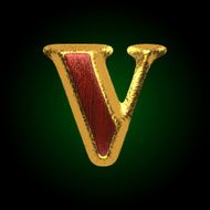 vector golden figure with red wood v