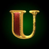 vector golden figure with red wood u