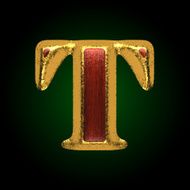 vector golden figure with red wood t