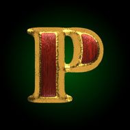 vector golden figure with red wood p