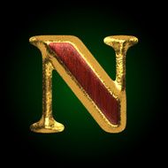 vector golden figure with red wood n