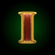 vector golden figure with red wood i
