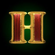 vector golden figure with red wood h