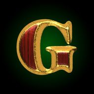 vector golden figure with red wood g