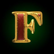 vector golden figure with red wood f