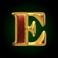 vector golden figure with red wood e