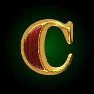 vector golden figure with red wood c