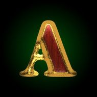 vector golden figure with red wood a