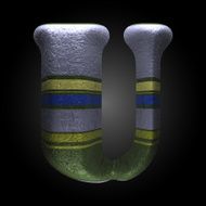 vector colored clay letter u
