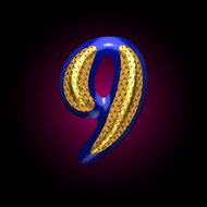 vector golden and blue letter 9 N2