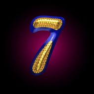 vector golden and blue letter 7 N2