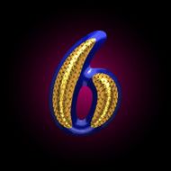 vector golden and blue letter 6