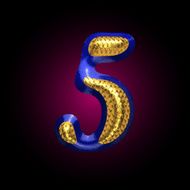 vector golden and blue letter 5 N2