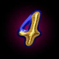 vector golden and blue letter 4 N2