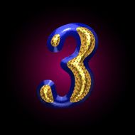 vector golden and blue letter 3