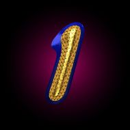 vector golden and blue letter 1 N2