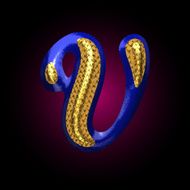 vector golden and blue letter v N2