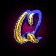 vector golden and blue letter q