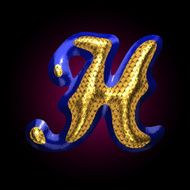 vector golden and blue letter h