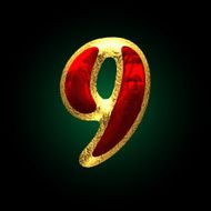 vector golden and red letter 9