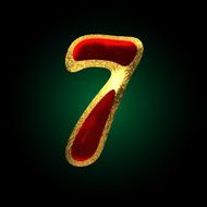 vector golden and red letter 7