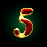 vector golden and red letter 5