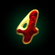 vector golden and red letter 4