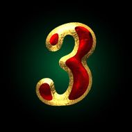 vector golden and red letter 3