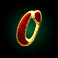 vector golden and red letter 0