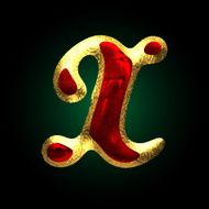 vector golden and red letter x