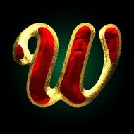 vector golden and red letter w