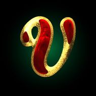 vector golden and red letter v