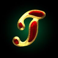 vector golden and red letter t