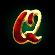 vector golden and red letter q