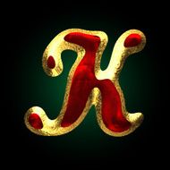 vector golden and red letter k