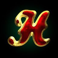 vector golden and red letter h