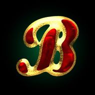 vector golden and red letter b