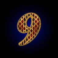 vector golden and red letter 9 N2