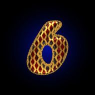 vector golden and red letter 6 N2