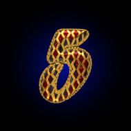 vector golden and red letter 5 N2